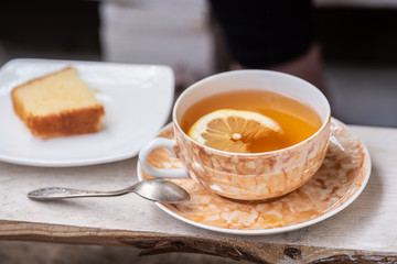 Cup of tea with lemon