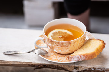 Cup of tea with lemon