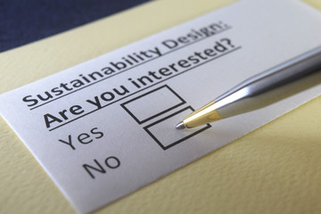 One person is answering question about sustainability design.