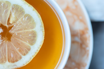 Cup of tea with lemon
