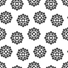 Vector seamless virus pattern. Cartoon black and white cell design. Artistic endless bacteria background