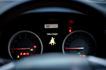 Car dashboard modern automobile control illuminated panel speed display