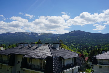 View on Sniezka peak, Karkonoski National Park, Poland. May 2019