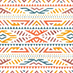 Washable Wallpaper Murals Boho style Cute summer tribal pattern. Colorful print in boho style. Ethnic and tribal motifs. Hand-drawn geometric ornament on a white background. Grunge texture. Vector illustration.