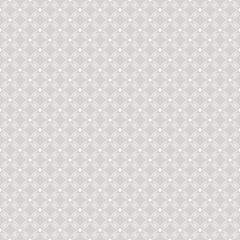 Subtle abstract geometric seamless pattern in oriental style. Luxury vector background. Simple graphic ornament. White and light gray texture with diamond shapes, rhombuses, grid, mesh, repeat tiles