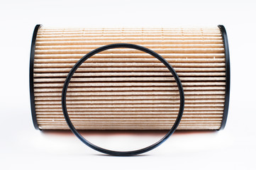 New oil filter isolated on white background.Copy space