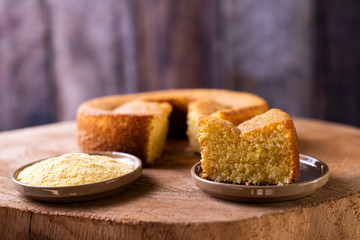 Brazilian corn cake made with a type of corn flour (Fuba)