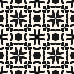 Vector seamless pattern. Black and white floral ornamental background, repeat geometric tiles. Abstract monochrome ornament texture. Elegant design for decoration, fabric, textile, furniture, ceramic