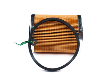 New oil filter isolated on white background.Copy space