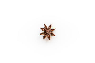 Macro star anise spice isolated on white background closeup