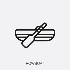 rowboat icon vector. Linear style sign for mobile concept and web design. rowboat symbol illustration. Pixel vector graphics - Vector.	