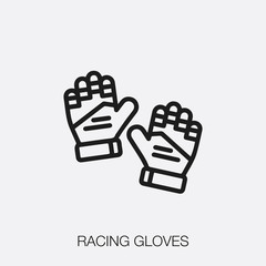 racing gloves icon vector. Linear style sign for mobile concept and web design. racing gloves symbol illustration. Pixel vector graphics - Vector.	