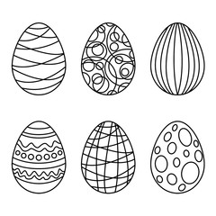 Coloring book with Easter eggs. Easter egg linear icon. Isolated outline drawing