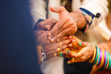 bride and groom hands , indian wedding