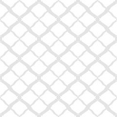 Subtle vector geometric seamless pattern. Simple white and light gray texture. Background with mesh, lattice, net, tissue, diamonds, grid, rhombuses. Delicate abstract ornament. Modern repeat design