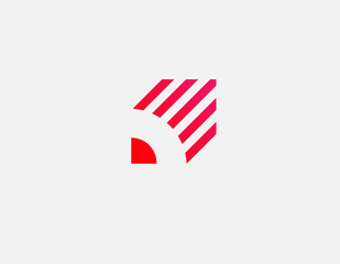 Creative red icon logo geometric abstract shape linear pencil for your company