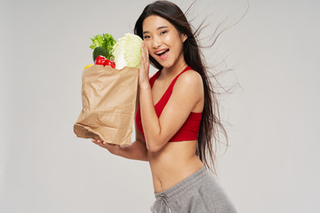 young woman with shopping bags