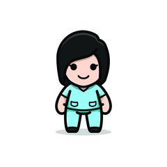 cute woman nurse mascot character illustration