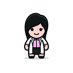 cute woman doctor mascot character illustration