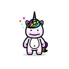 CUTE UNICORN MASCOT CHARACTER ILLUSTRATION