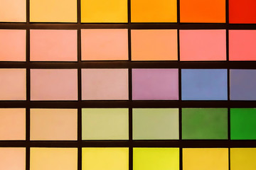 	
Samples of different shades of color in a square texture, colorful abstract mosaic background	

