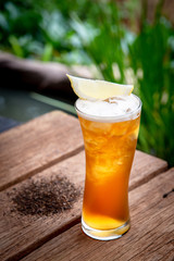 Cold lemon tea is a hot drink in the body, in the hot season.