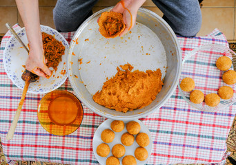 Traditional Turkish Food; Stuffed Meatballs,  Turkish known as 