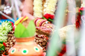 bride and groom hands , indian wedding