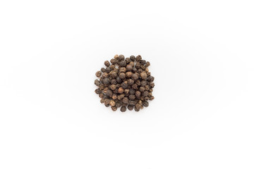 Macro black pepper isolated on white background closeup