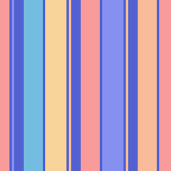 Vector vertical stripes pattern. Simple seamless texture with thin and thick lines. Modern abstract geometric striped background. Stylish repeat design in bright colors, blue, yellow, orange, pink