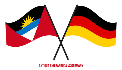 Antigua & Barbuda and Germany Flags Crossed & Waving Flat Style. Official Proportion. Correct Colors