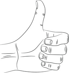 Isolated silhouette of the hand thumb that shows like