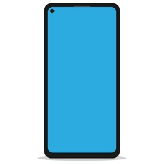 Smartphone or mobile phone frameless with a blue screen flat icon for design mockup user interface or mobile responsive design of web site.