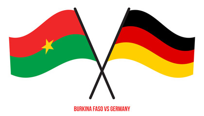 Burkina Faso and Germany Flags Crossed And Waving Flat Style. Official Proportion. Correct Colors