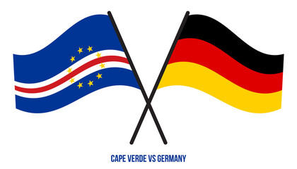 Cape Verde and Germany Flags Crossed And Waving Flat Style. Official Proportion. Correct Colors