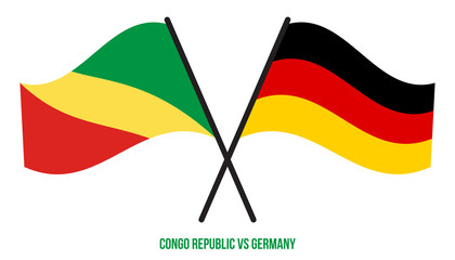 Congo Republic and Germany Flags Crossed And Waving Flat Style. Official Proportion. Correct Colors