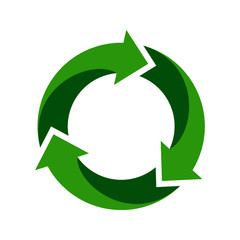 Recycle circle logo and icon, label, tag. Green two colors vector icon on white background