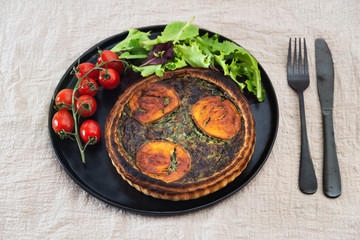 Spinach goat cheese tart with cream