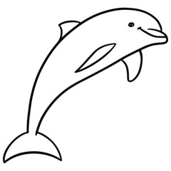 Obraz premium monochrome outline drawings of a jumping dolphin.