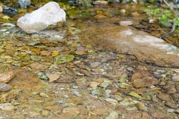 Rocks under water, stream, water texture and background