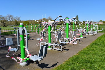 London outdoor gym temporarily closed due to the coronavirus outbreak across the UK. Major chains...