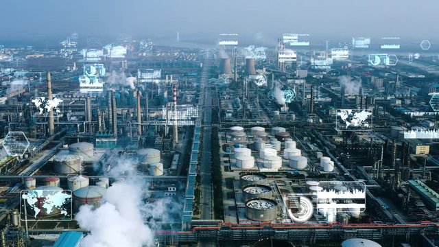 Modern plant and communication network concept. IoT (Internet of Things). INDUSTRY 4.0