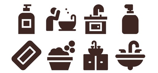 Modern Simple Set of basin Vector filled Icons