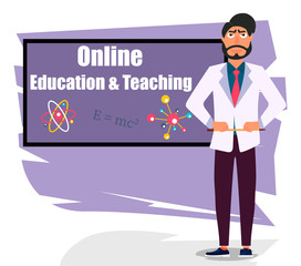 Vector online education illustration. Online education background. Online teaching.
