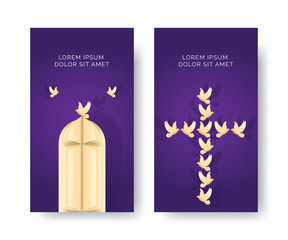 gold and purple design church for instastory template vector illustration