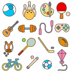 Set of color icons for leisure,sports and hobbies in flat style. Vector illustration.