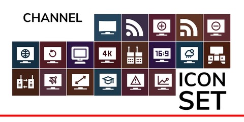 Modern Simple Set of channel Vector filled Icons