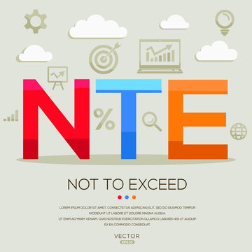 NTE mean (not to exceed) ,letters and icons,Vector illustration.