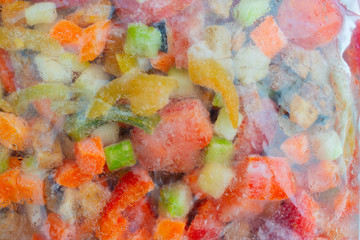 Obraz na płótnie Canvas Frozen vegetables in plastic packaging. Storage of vegetables. Healthy diet.