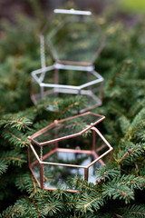 Fototapeta na wymiar Jewerly glass boxes on the christmas tree